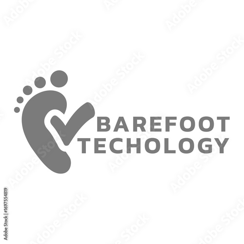 Barefoot technology vector label. Bare foot sole and shoes icon.