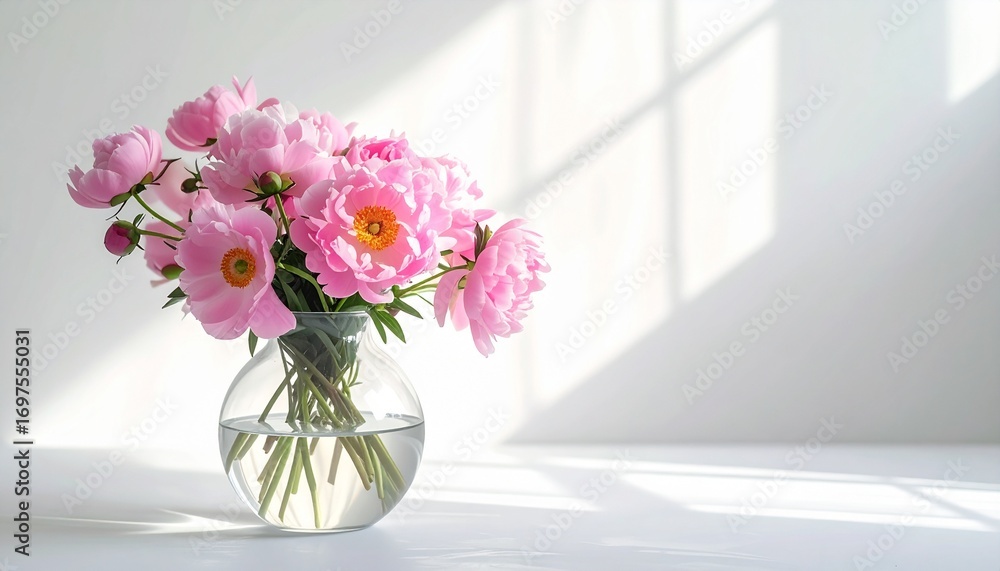 Fototapeta premium ピンク色の花のフラワーアレンジメントフラワーアレンジメント