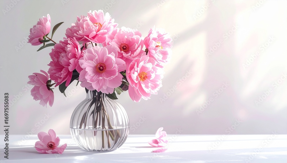 Fototapeta premium ピンク色の花のフラワーアレンジメントフラワーアレンジメント