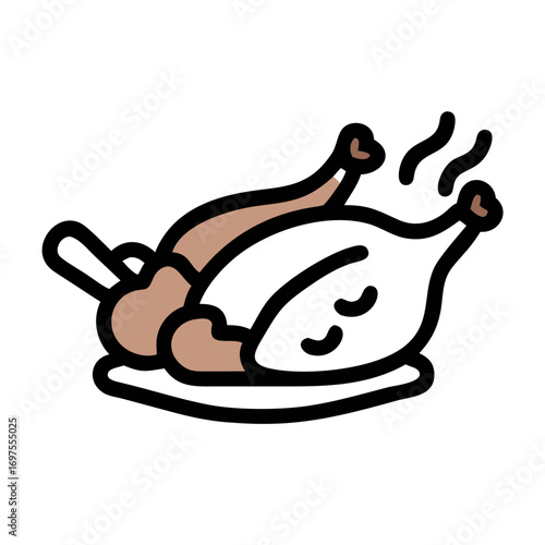 Minimalist turkey leg illustration on a solid black background