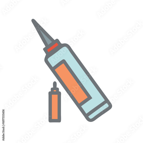 Two minimalist sealant tubes on a stark black background