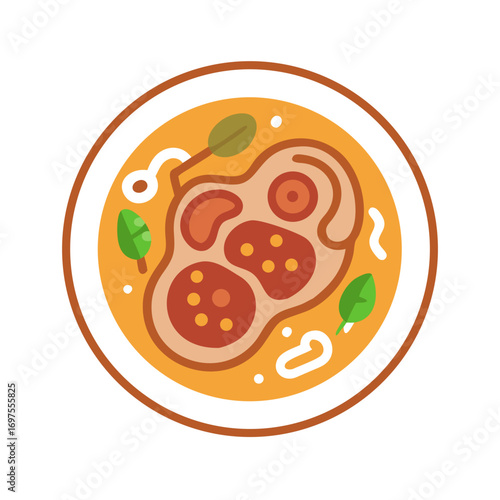 Vector illustration of stylized pizza in a black bowl