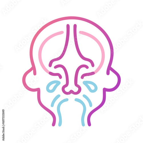 Abstract face depicting negative emotions with gradient color scheme