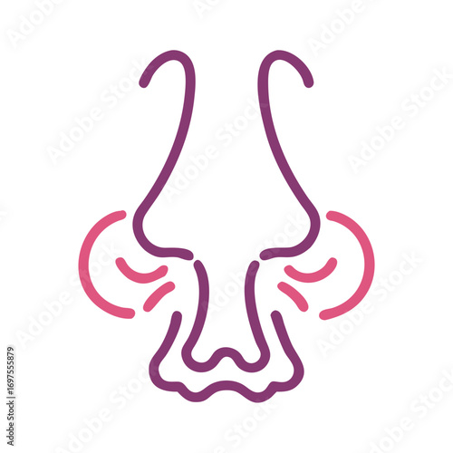 Abstract nose outline with pink and purple hues