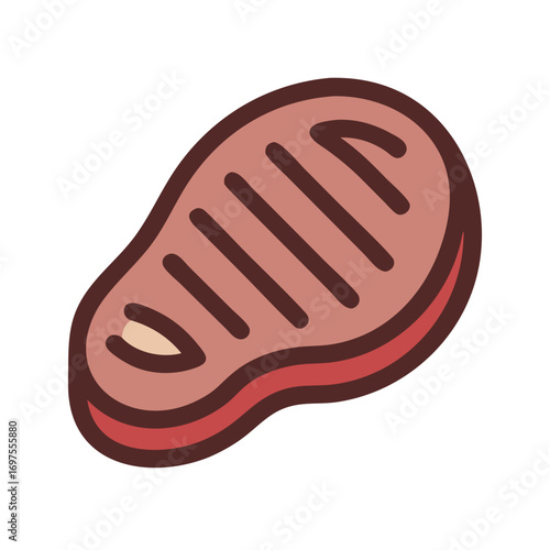 Stylized grilled steak illustration with grill marks on black