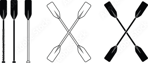 Set of oars, some solid black, some outlined, ready for water adventures