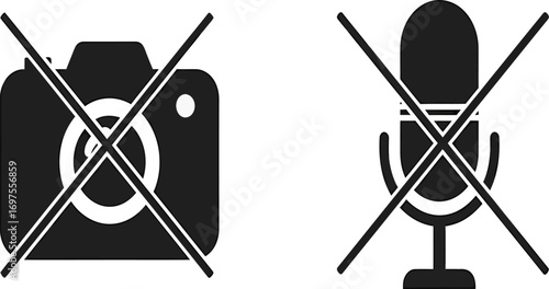 No Photo or Recording Allowed Simple Icon Set