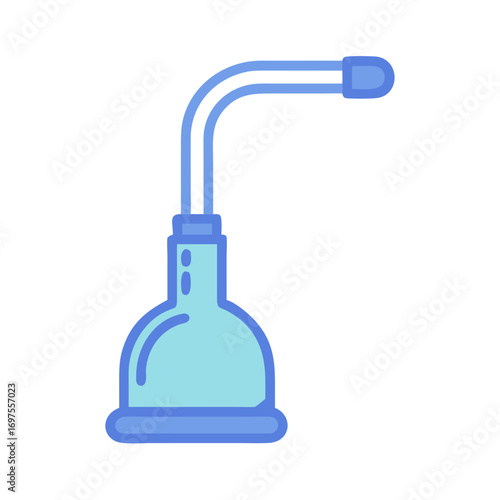 Illustration of a blue glass bottle with tube
