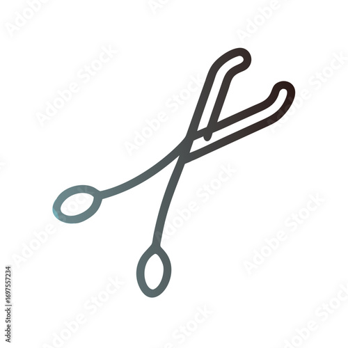 Gradient line art forceps illustration on black background
