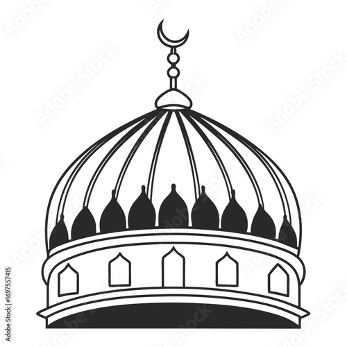 Flat Vector of Minimalist Mosque Dome Only Silhouette