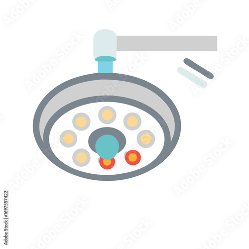 Overhead surgical light fixture on black background illustration studio