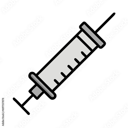 Simple medical syringe icon isolated on black background