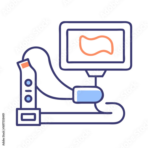 Modern Ultrasound Device Illustration with Minimalist Graphic Style
