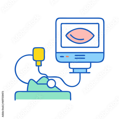 Medical diagnostic ultrasound equipment on a black background illustration