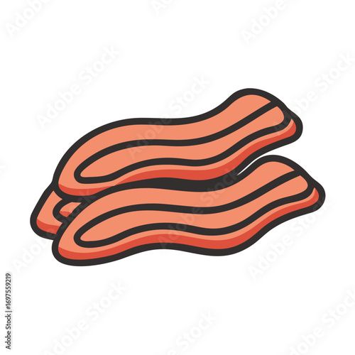 Stylized bacon strips illustration against black background for projects