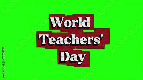 World teachers day video green screen background with film strip effect