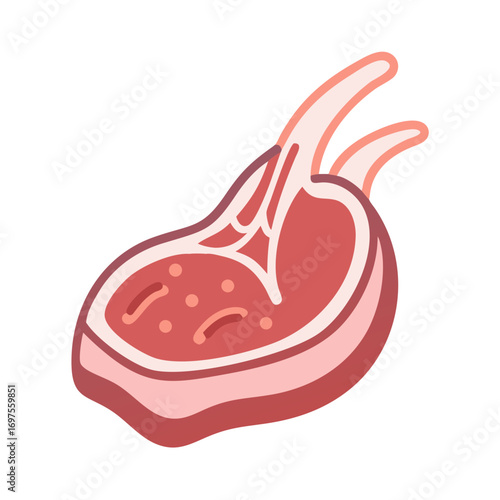 Stylized lamb chop illustration on black background for culinary
