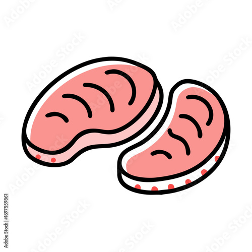 Stylized clam illustration on black background in flat design