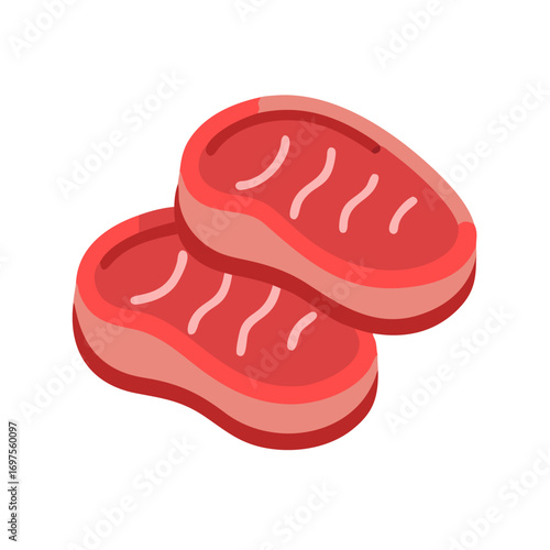 Two stylized steak cuts on a solid black background