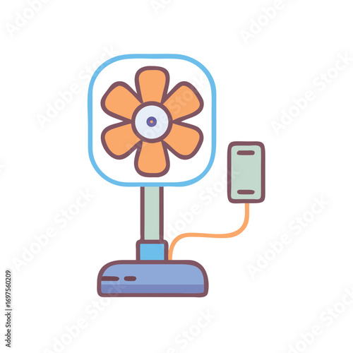 Isolated cartoon electric fan in soft pastel colors design