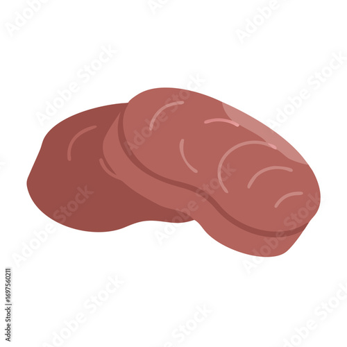Stylized meat steak cut on a clean black background