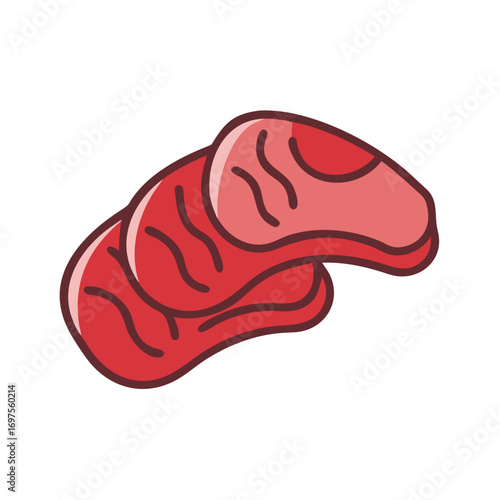 Two pieces of fresh meat illustration on black background