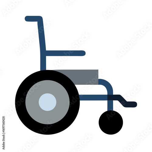 Wheelchair graphic icon on black background for medical use