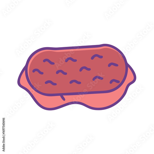 Cartoon rendering of steak cut isolated on black background