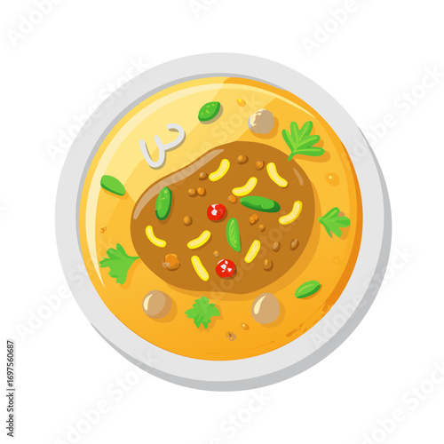 Vector illustration of a delicious cartoon style thai soup
