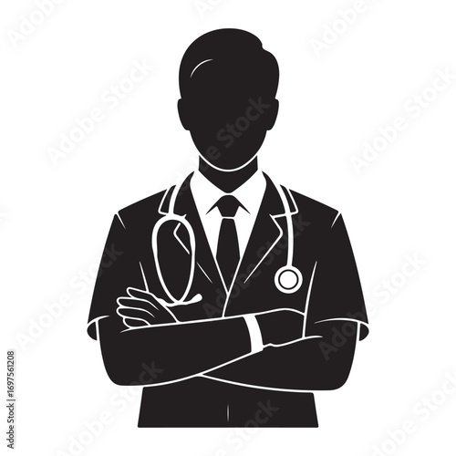 Silhouette of a Doctor with Stethoscope