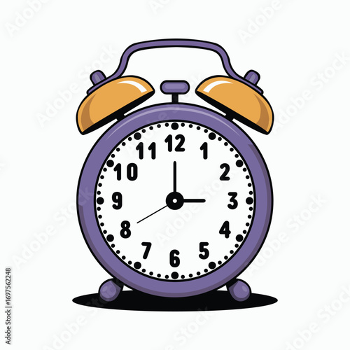 Retro Style Purple Alarm Clock Illustration Time Management and Punctuality Concept for Waking Up and Staying on Schedule