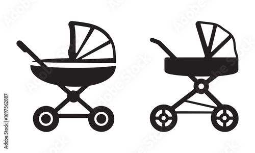 Minimal silhouette design of baby strollers