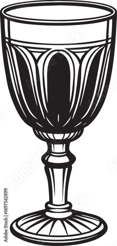Vintage Cut Glass Goblet Silhouette wine glass drinkware
