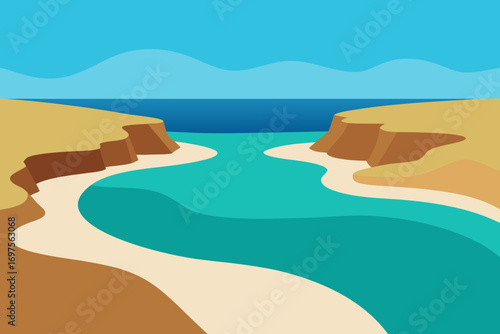 Serene coastal landscape with turquoise water and sandy shores