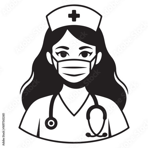 Silhouette of a Nurse with StethoscopeArt & Illustration