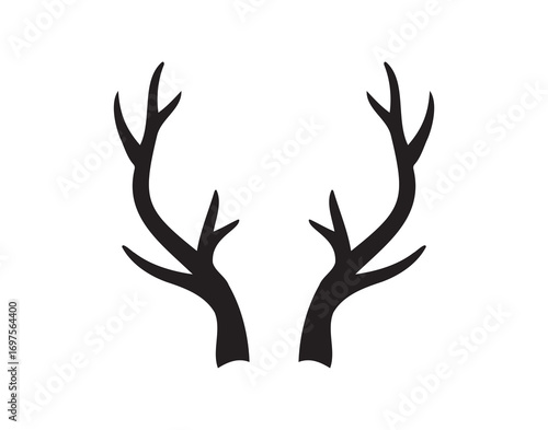 Deer horn silhouette vector illustration icon. Silhouette of reindeer Antler. Etching of buck stag part of skull. 