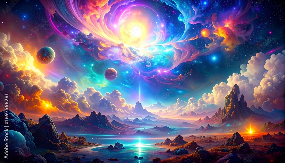 Obraz premium Colorful, vibrant, fantastical landscape