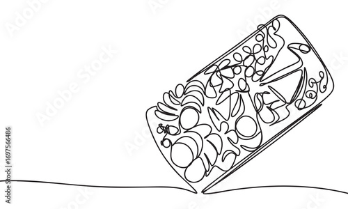 Line Art of a Food Platter