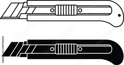 Sharp utility knife in outline and silhouette for versatile use