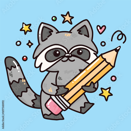 cute vector raccoon
