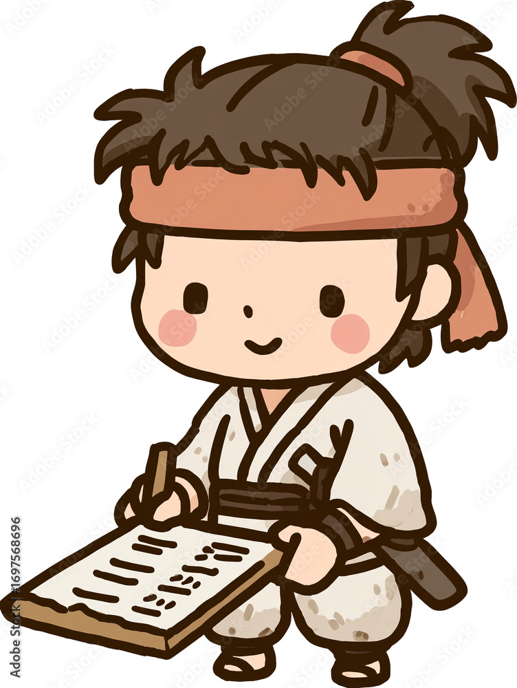 Obraz premium A boy studying in Japanese ninja style 
