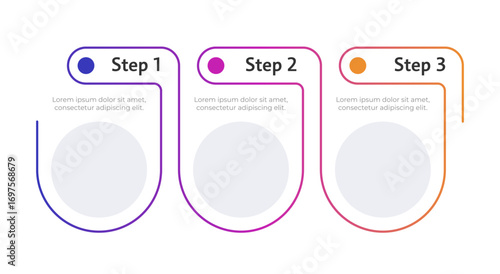 Medical technology infographic template. Innovative healthcare technology. Data visualization with 3 steps. Empty process vector design. Editable blank options info graphics. Lexend font used
