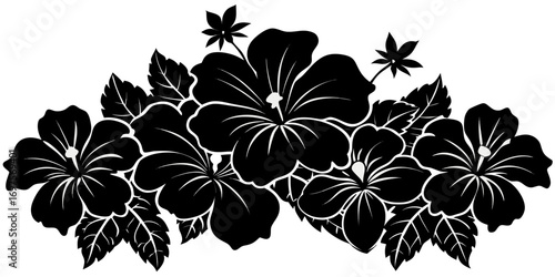 Black Vector Hibiscus Floral Arrangement