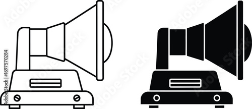 Vintage megaphone icon, symbolizing communication and announcements