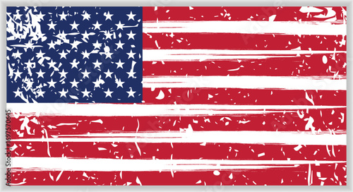 Distressed American Flag Vector Art: Grunge USA Stars & Stripes Patriotic Background Illustration