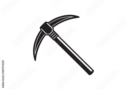 Mining pickaxe silhouette vector tool icon illustration.