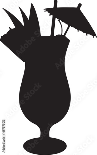 Elegant wine glass silhouette in black and white minimalist design
