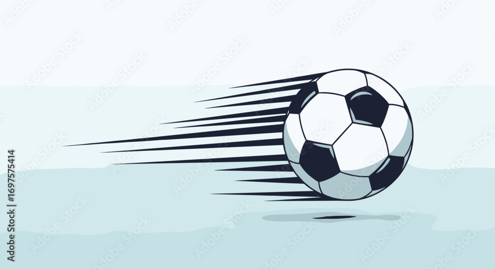 Fototapeta premium Dynamic soccer ball streaks across field conveying speed, action, and athletic power for sports promotion