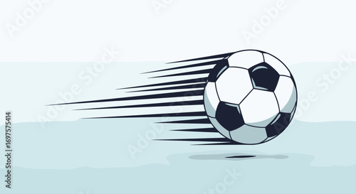 Dynamic soccer ball streaks across field conveying speed, action, and athletic power for sports promotion