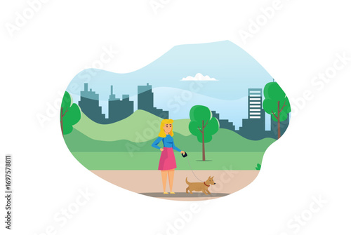 Illustration Young people doing physical activity outdoors at the park, they are running, cycling and bring the dog, healthy lifestyle  Suitable for Diagrams, Infographics, And Other Graphic Asset